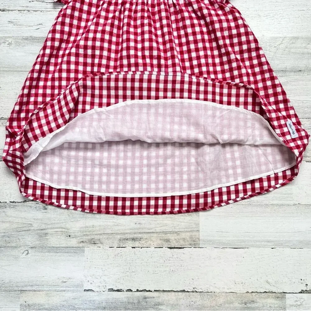 Merce & Me Dress Girls 10 Red Gingham Puff Sleeve Ruffle Flannel Vtg Inspired